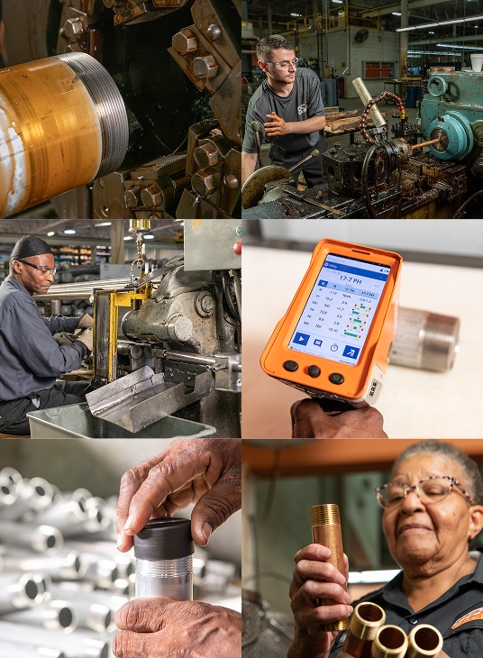 Domestic pipe nipple manufacturing and special fabrication at Merit Brass in Cleveland